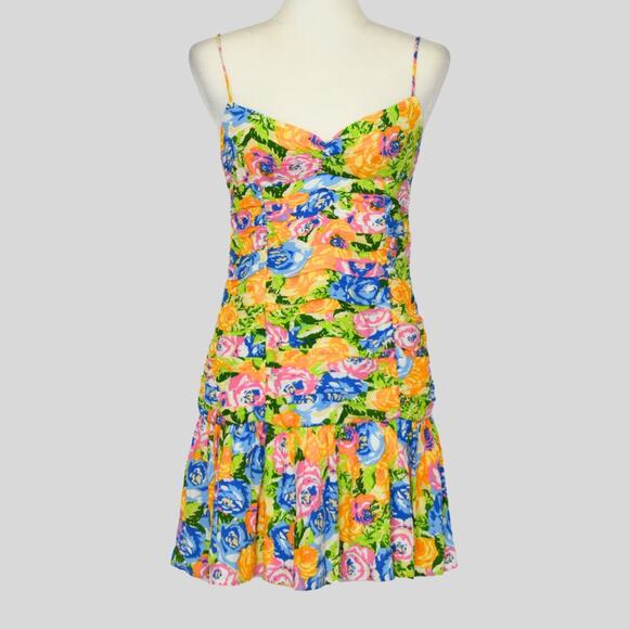 ZARA Women's Floral Mini Ruched Dress Size M - Picture 2 of 10